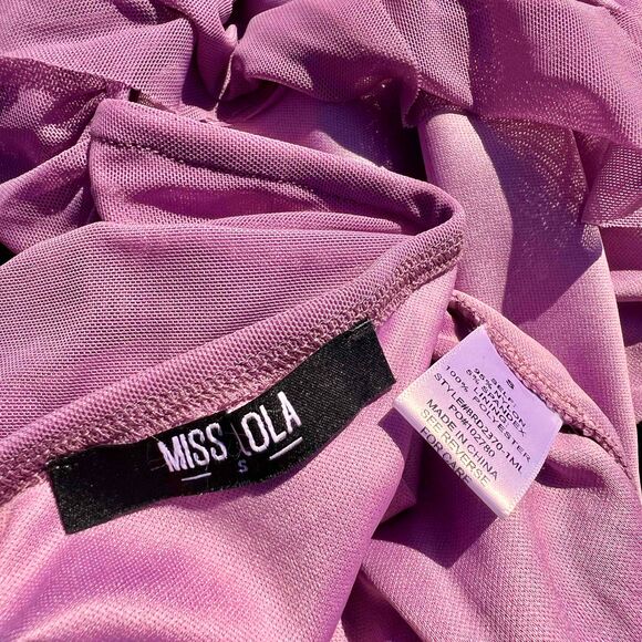Miss Lola Shay Ruffle Mini Dress Lavender Purple Ruched Y2K Womens Size Small - Picture 4 of 8